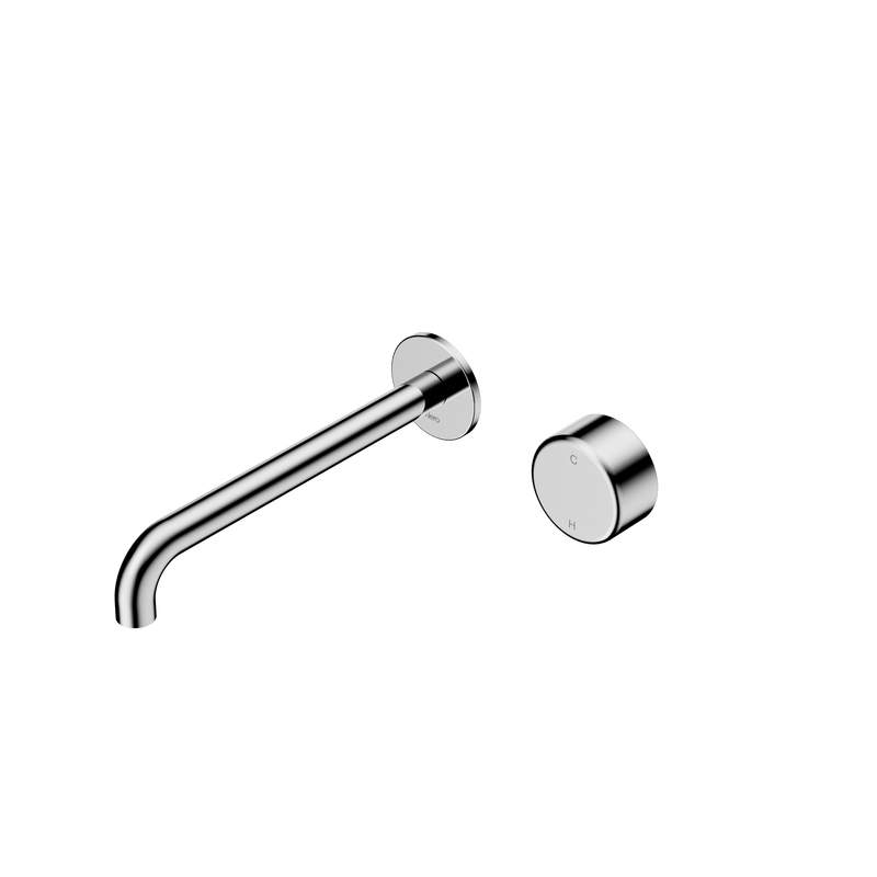 Serenity Progressive Wall Basin Mixer 220mm Spout With Metal Handle Chrome
