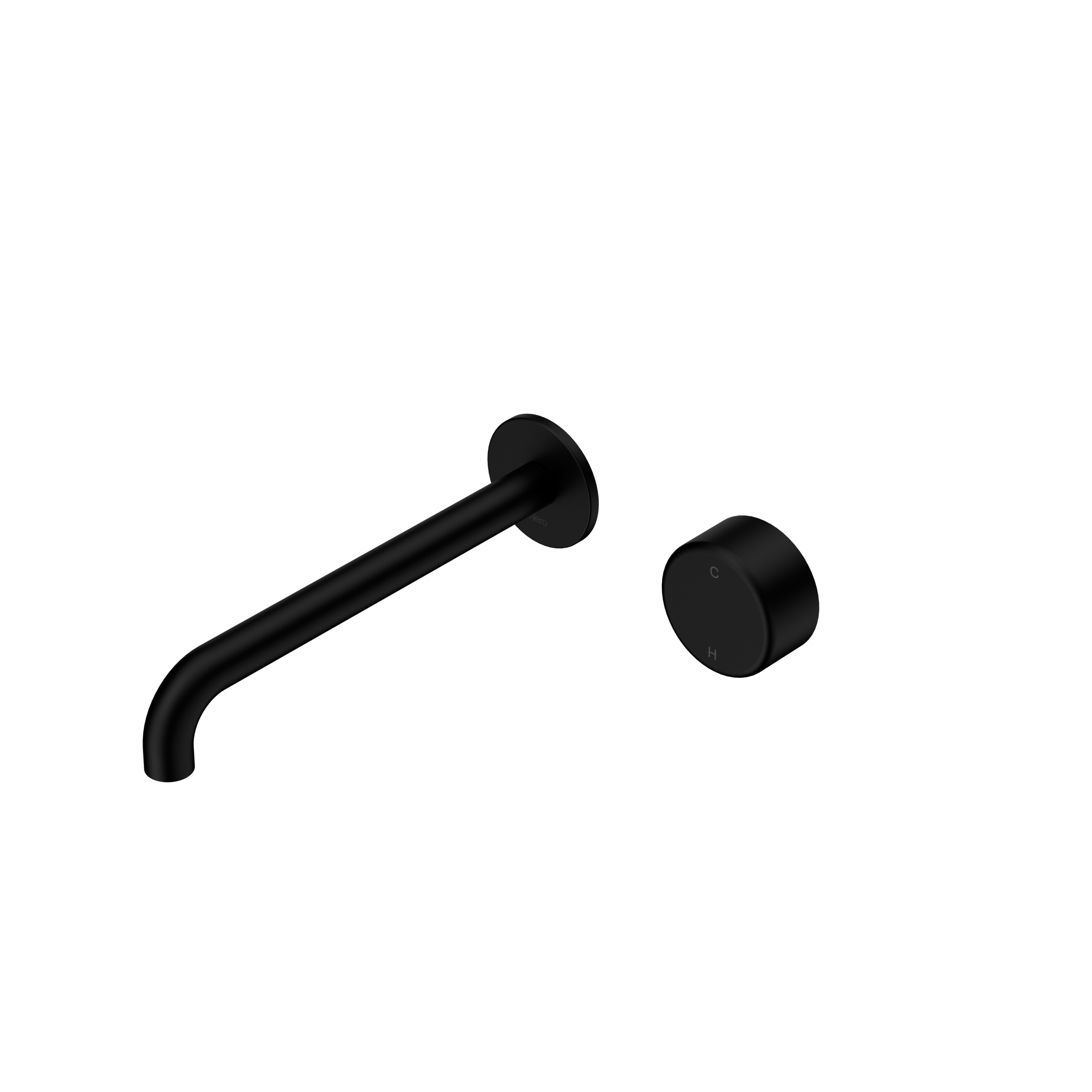 Serenity Progressive Wall Basin Mixer 220mm Spout With Metal Handle Matte Black
