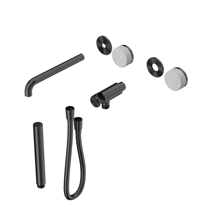 Serenity Progressive Shower System With Spout With Carrara Handle And Slim Shower Trim Kit Only Gun Metal