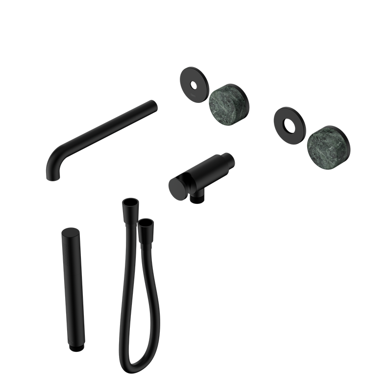 Serenity Progressive Shower System With Spout With Verde Alpi Handle And Slim Shower Trim Kit Only Matte Black