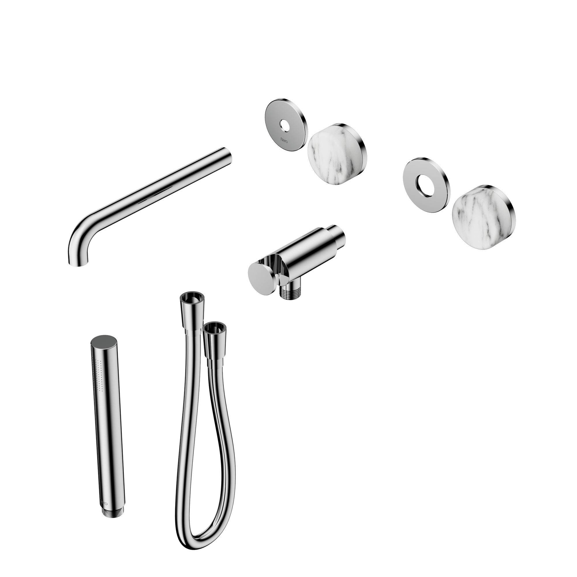 Serenity Progressive Shower System With Spout With Arabescato Corchia Handle And Slim Shower Trim Kit Only Chrome