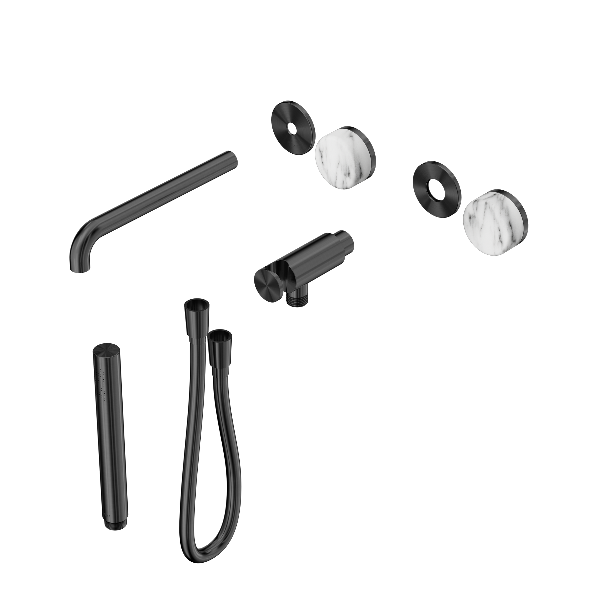 Serenity Progressive Shower System With Spout With Arabescato Corchia Handle And Slim Shower Trim Kit Only Gun Metal