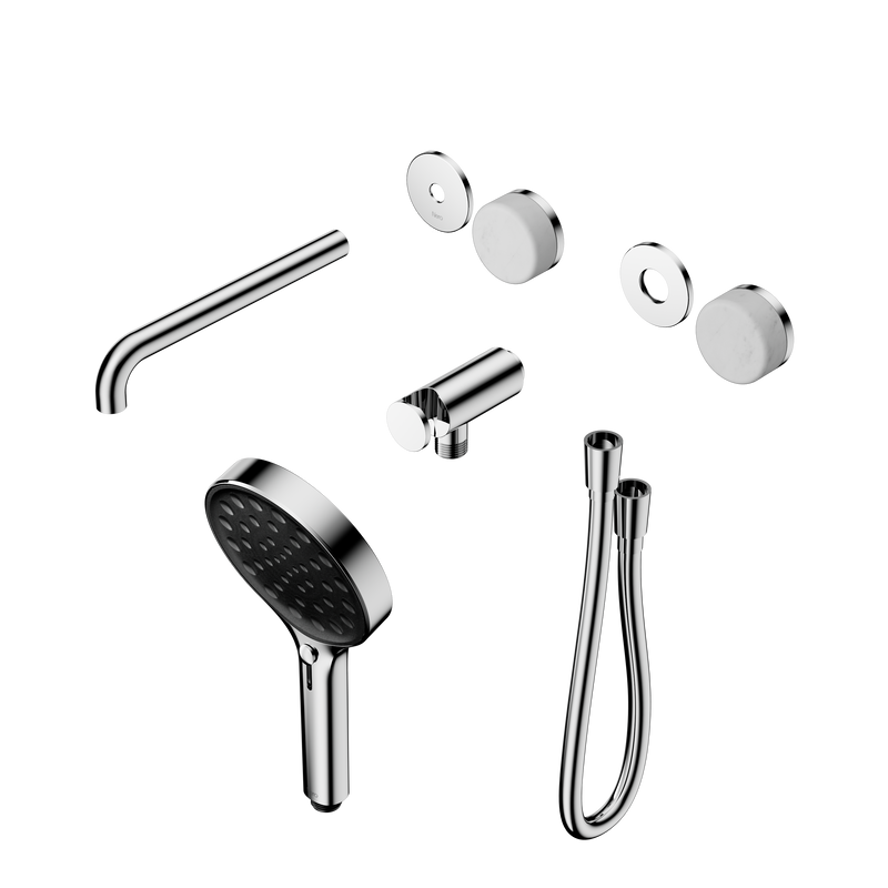 Serenity Progressive Shower System With Spout With Carrara Handle And Serenity Hand Shower Trim Kit Only Chrome
