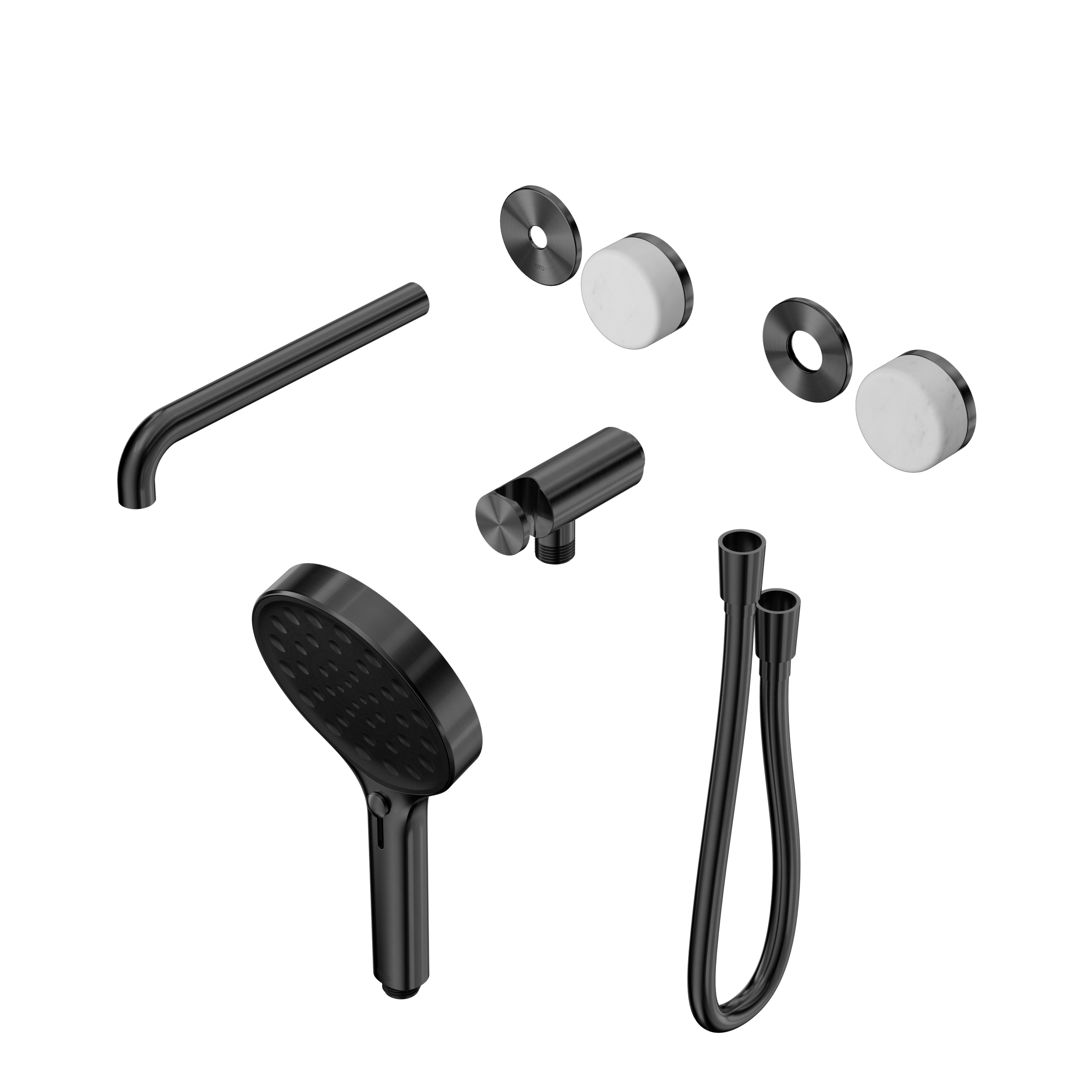 Serenity Progressive Shower System With Spout With Carrara Handle And Serenity Hand Shower Trim Kit Only Gun Metal