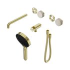 Serenity Progressive Shower System With Spout With Rome Travertine Handle And Serenity Hand Shower Trim Kit Only Brushed Gold