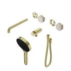 Serenity Progressive Shower System With Spout With Rome Travertine Handle And Serenity Hand Shower Trim Kit Only Brushed Gold