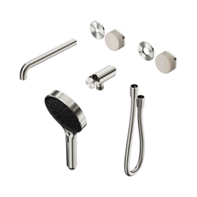 Serenity Progressive Shower System With Spout With Rome Travertine Handle And Serenity Hand Shower Trim Kit Only Brushed Nickel
