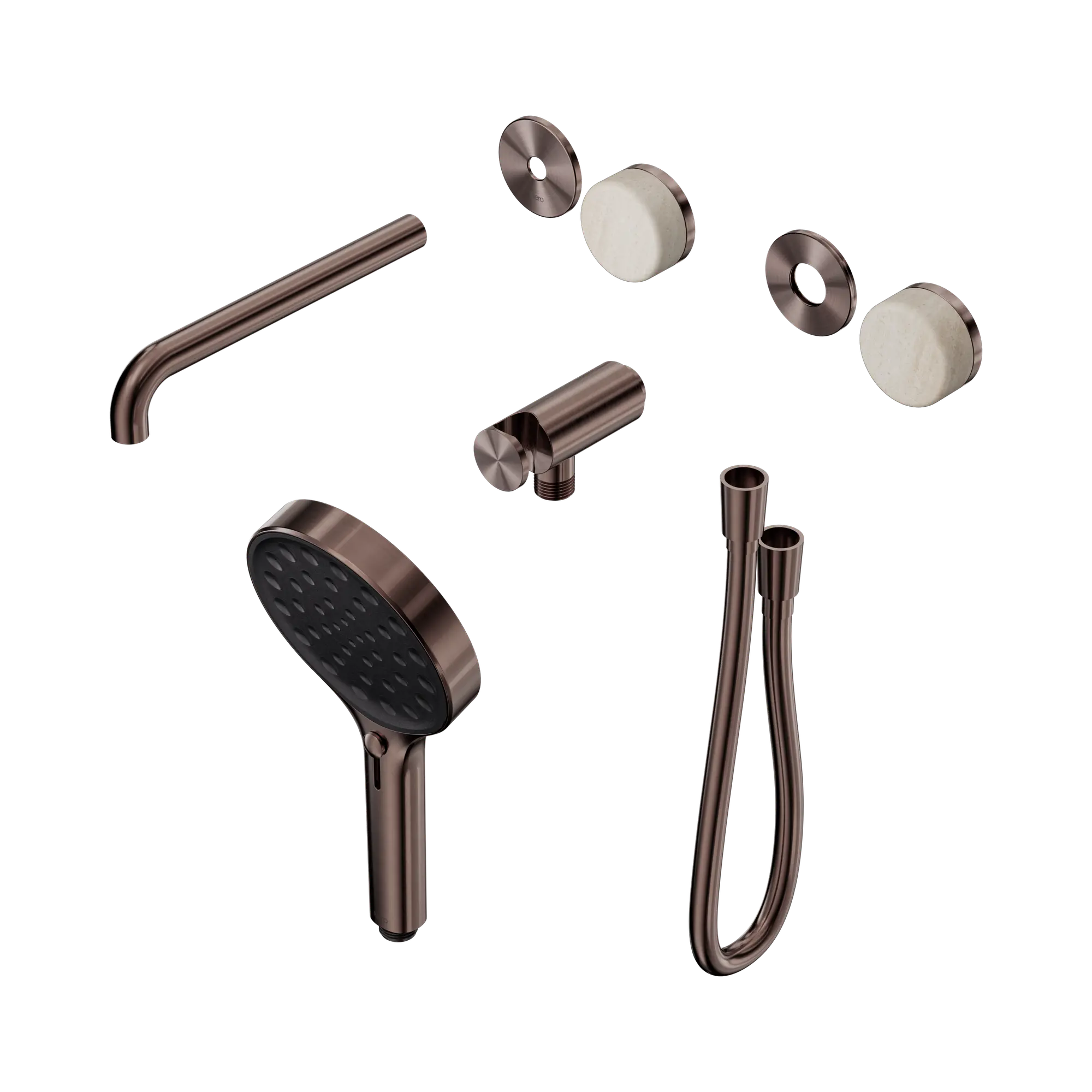 Serenity Progressive Shower System With Spout With Rome Travertine Handle And Serenity Hand Shower Trim Kit Only Brushed Bronze