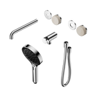 Serenity Progressive Shower System With Spout With Rome Travertine Handle And Serenity Hand Shower Trim Kit Only Chrome
