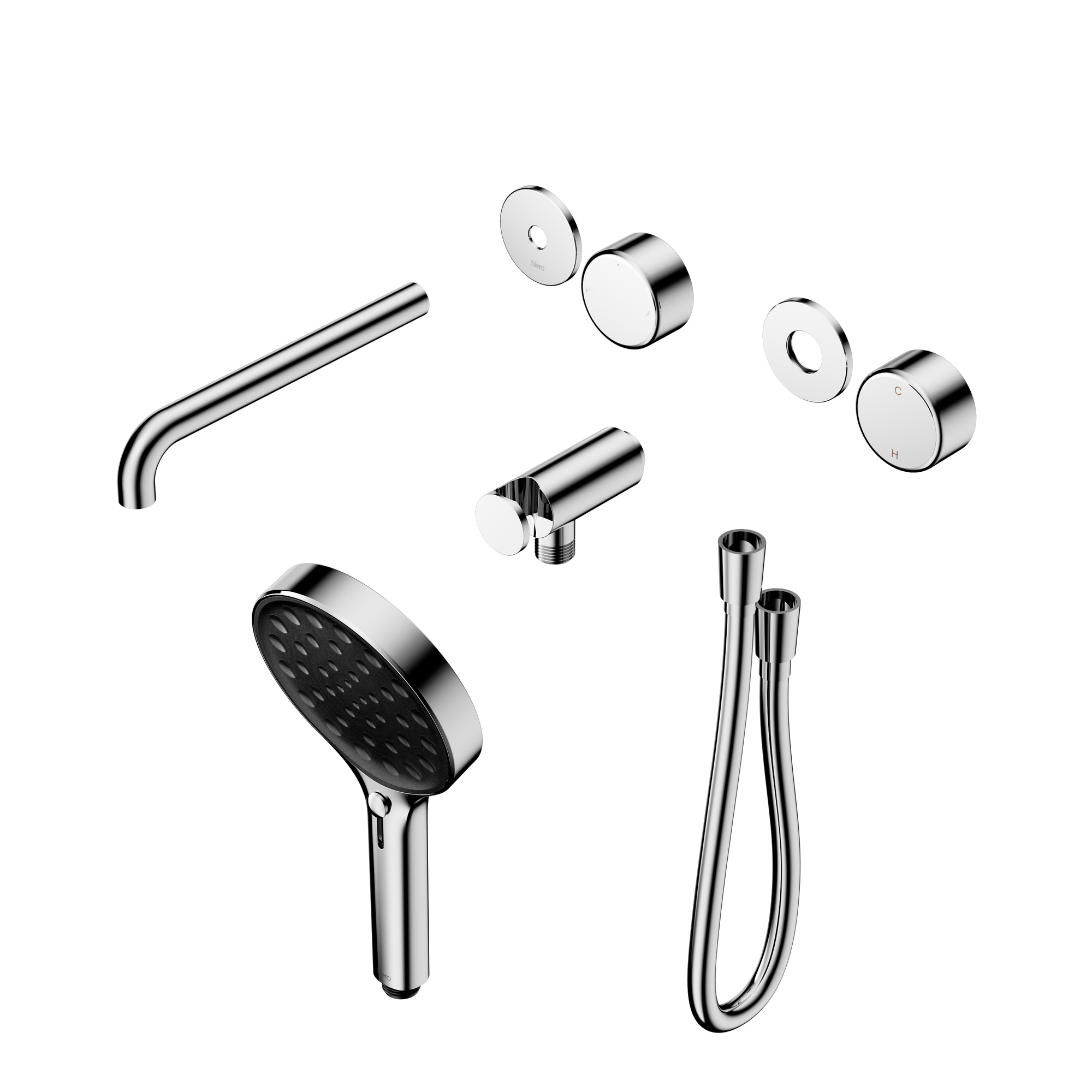 Serenity Progressive Shower System With Spout With Metal Handle And Serenity Hand Shower Trim Kit Only Chrome