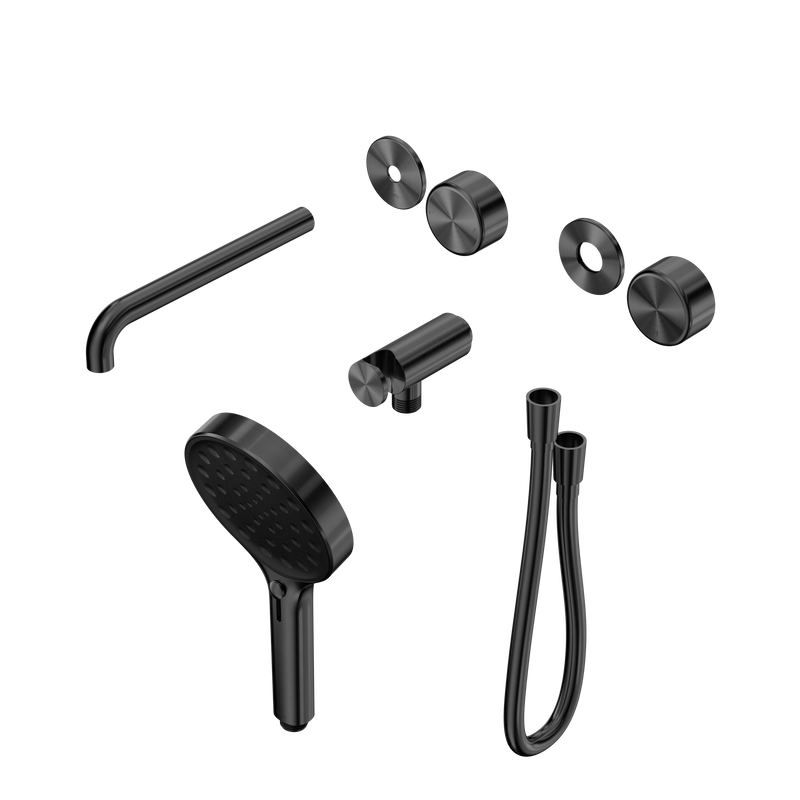 Serenity Progressive Shower System With Spout With Metal Handle And Serenity Hand Shower Trim Kit Only Gun Metal