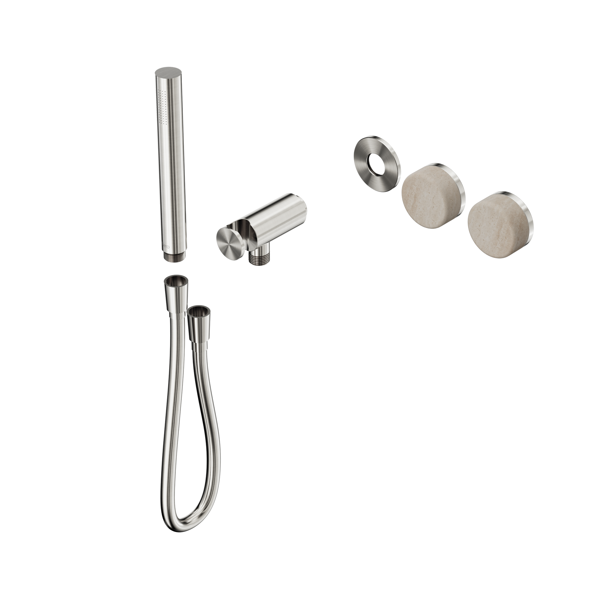Serenity Progressive Shower System With Rome Travertine Handle And Slim Shower Trim Kit Only Brushed Nickel