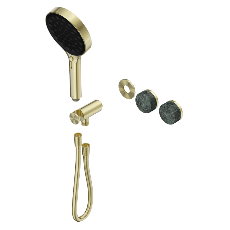 Serenity Progressive Shower System With Verde Alpi Handle And Serenity Hand Shower Trim Kit Only Brushed Gold
