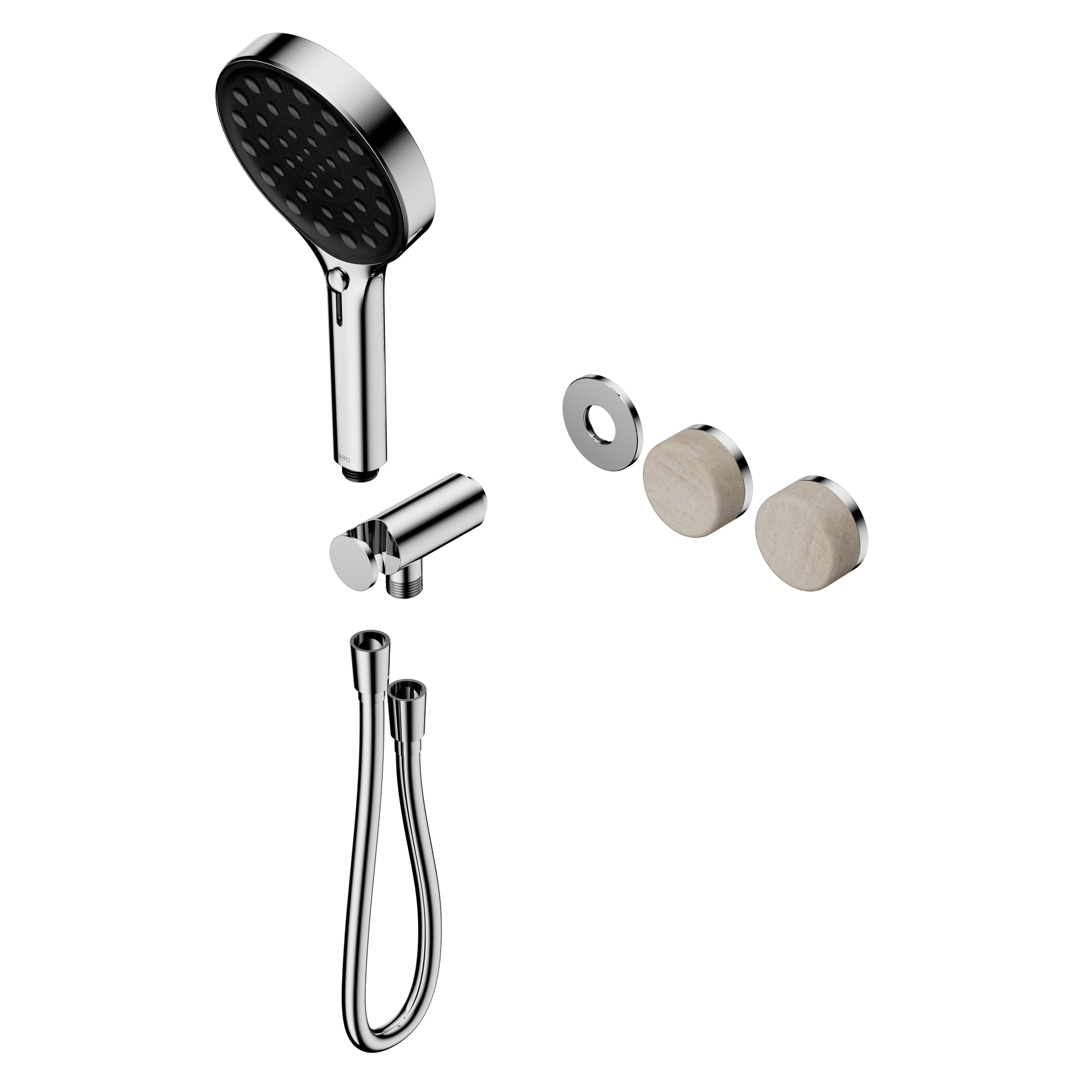 Serenity Progressive Shower System With Rome Travertine Handle And Serenity Hand Shower Trim Kit Only Chrome