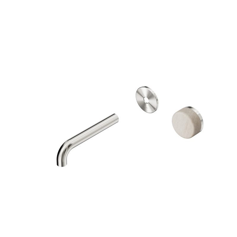Serenity Progressive Wall Basin Mixer 160mm Spout With Rome Travertine Handle Trim Kit Only Brushed Nickel