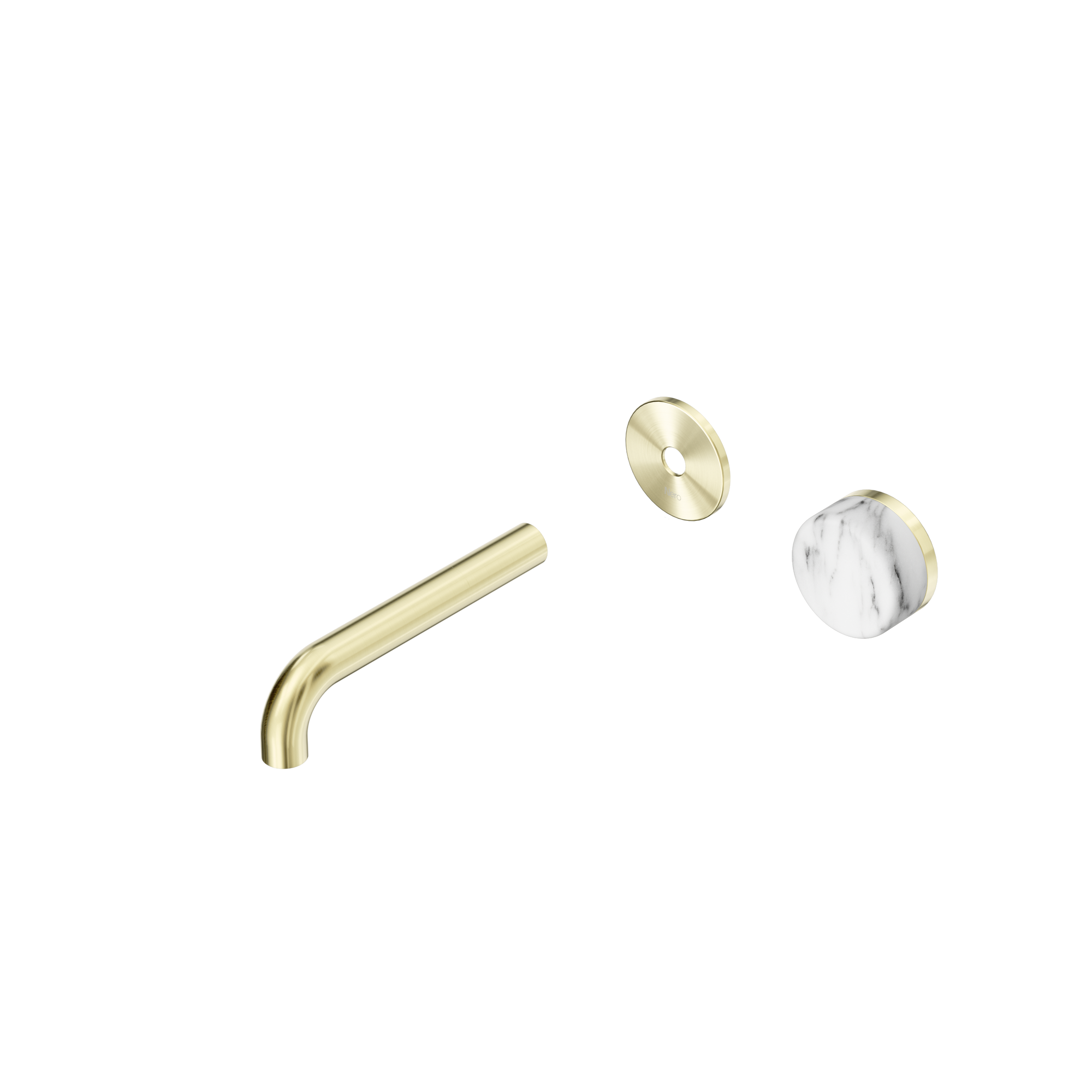 Serenity Progressive Wall Basin Mixer 160mm Spout With Arabescato Corchia Handle Trim Kit Only Brushed Gold