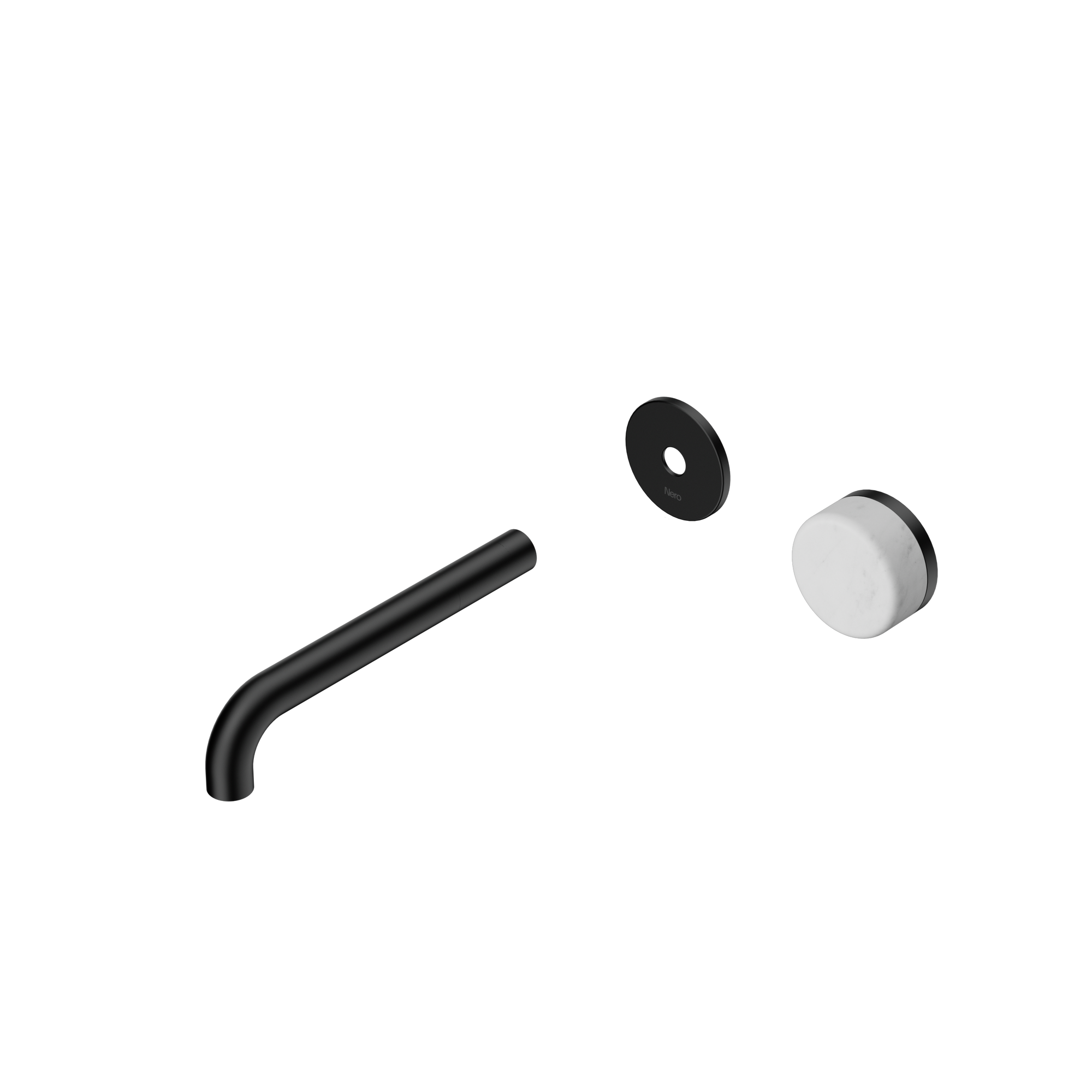 Serenity Progressive Wall Basin Mixer 185mm Spout With Carrara Handle Trim Kit Only Matte Black