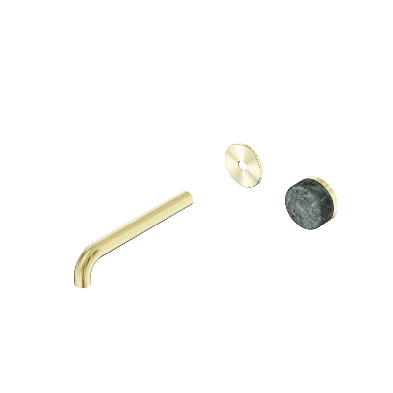 Serenity Progressive Wall Basin Mixer 185mm Spout With Verde Alpi Handle Trim Kit Only Brushed Gold