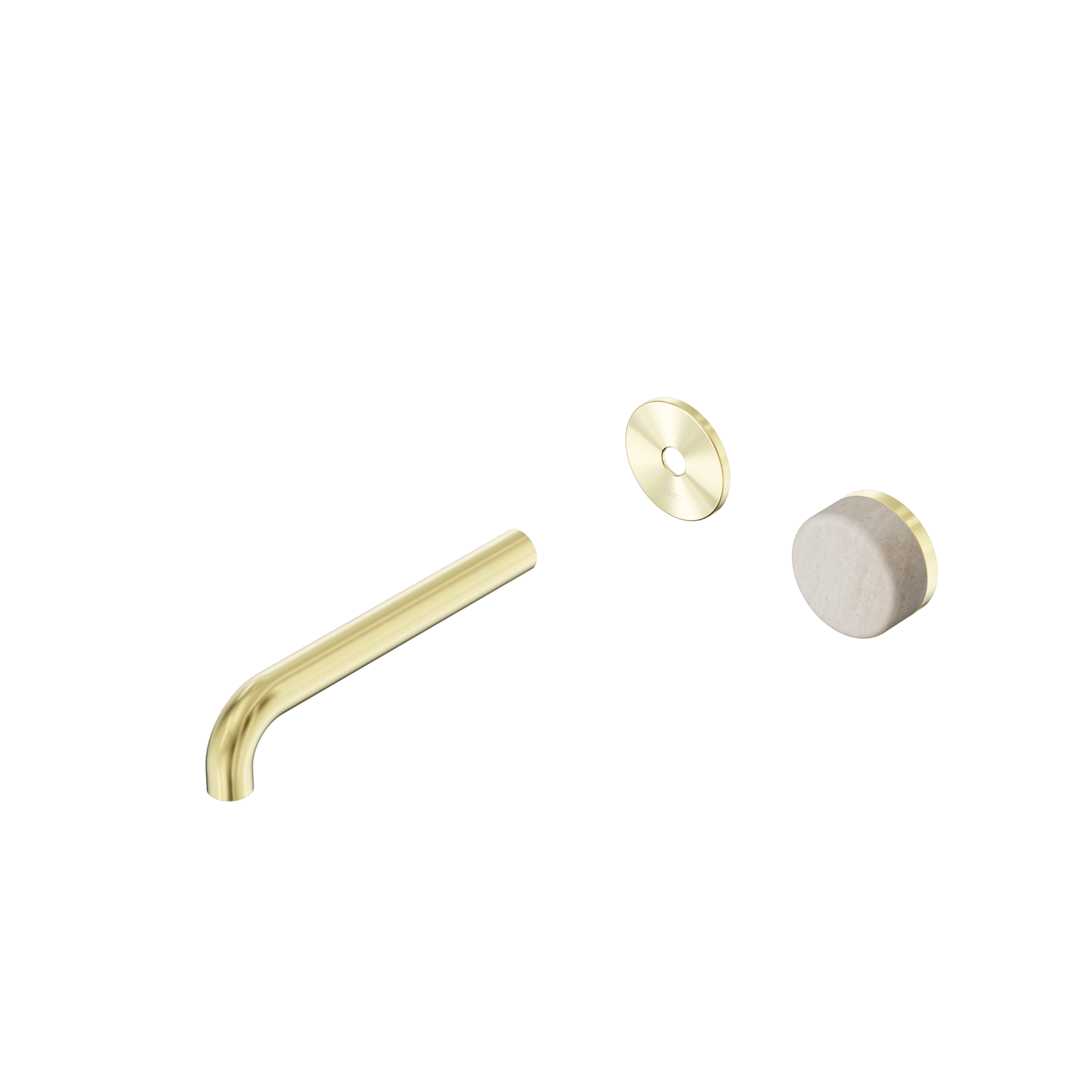 Serenity Progressive Wall Basin Mixer 185mm Spout With Rome Travertine Handle Trim Kit Only Brushed Gold