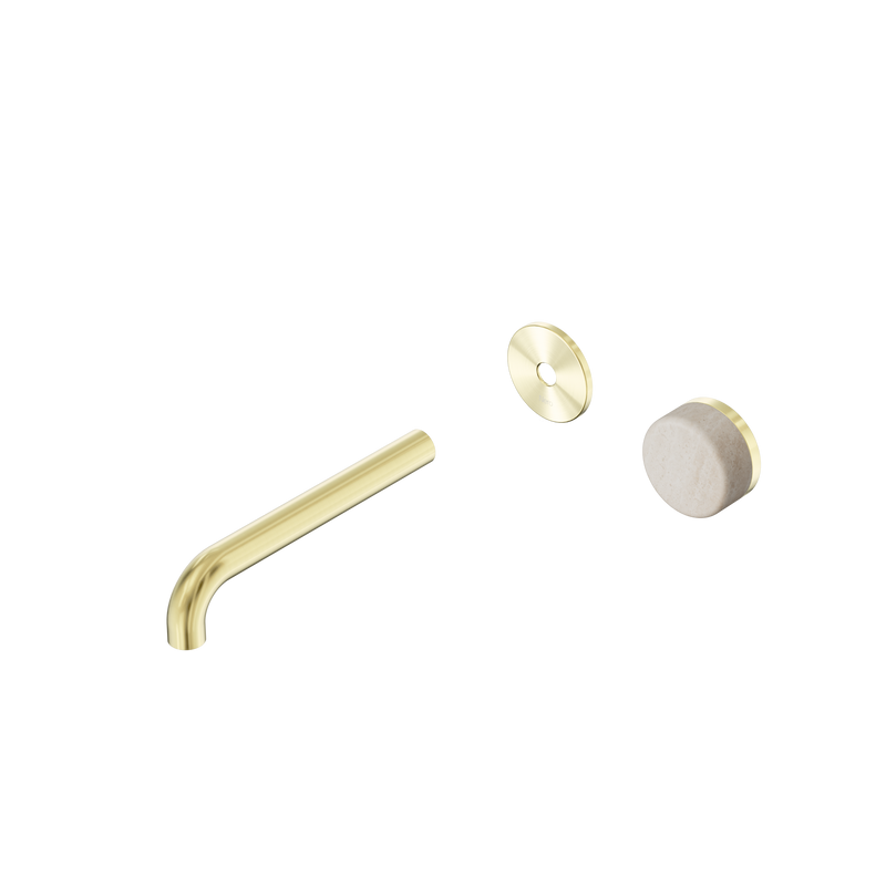 Serenity Progressive Wall Basin Mixer 185mm Spout With Rome Travertine Handle Trim Kit Only Brushed Gold