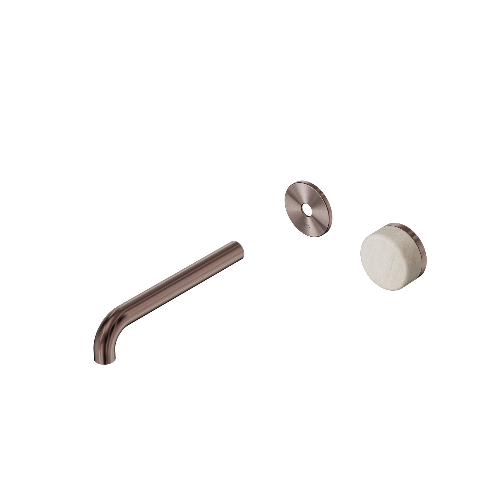 Serenity Progressive Wall Basin Mixer 185mm Spout With Rome Travertine Handle Trim Kit Only Brushed Bronze