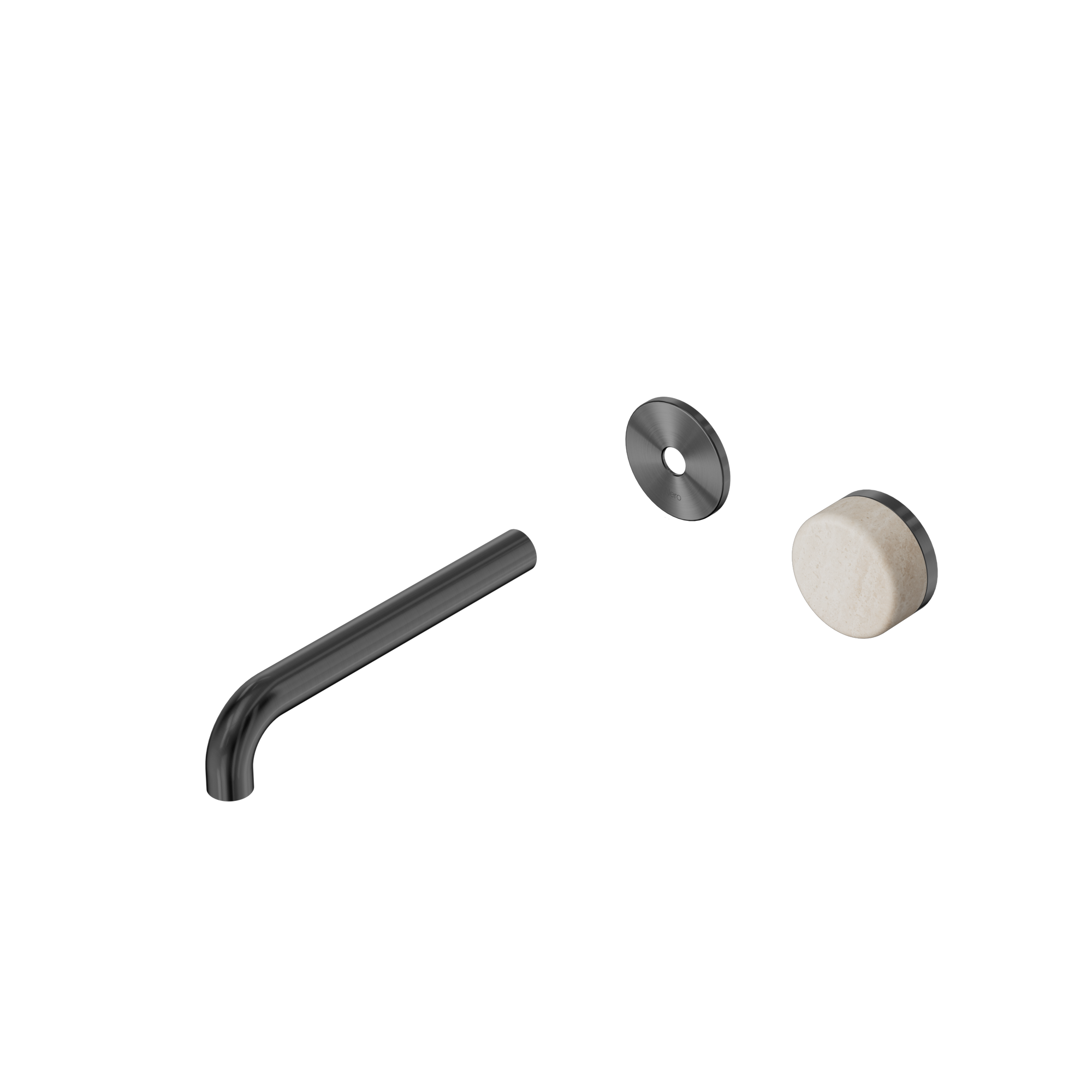 Serenity Progressive Wall Basin Mixer 185mm Spout With Rome Travertine Handle Trim Kit Only Gun Metal