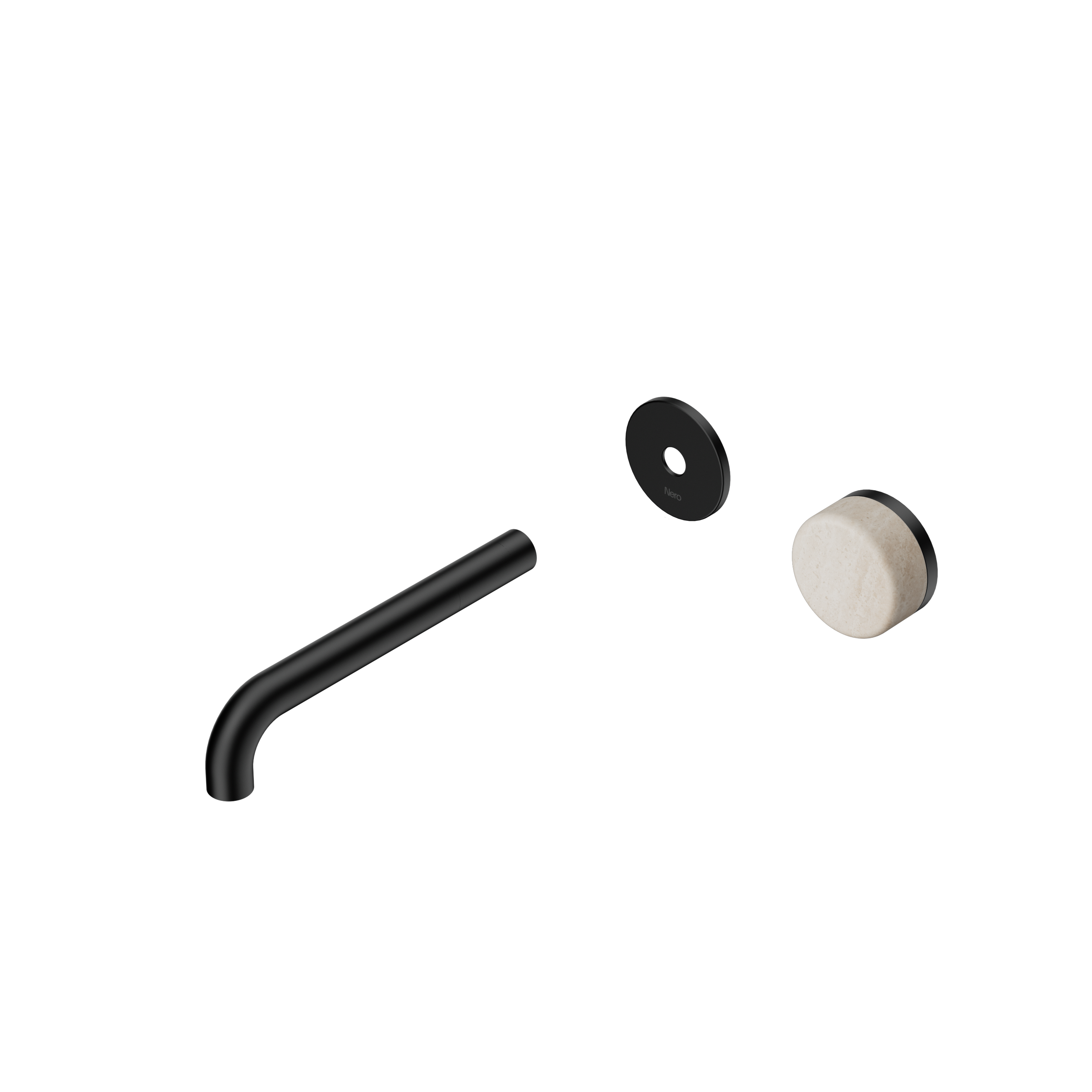 Serenity Progressive Wall Basin Mixer 185mm Spout With Rome Travertine Handle Trim Kit Only Matte Black