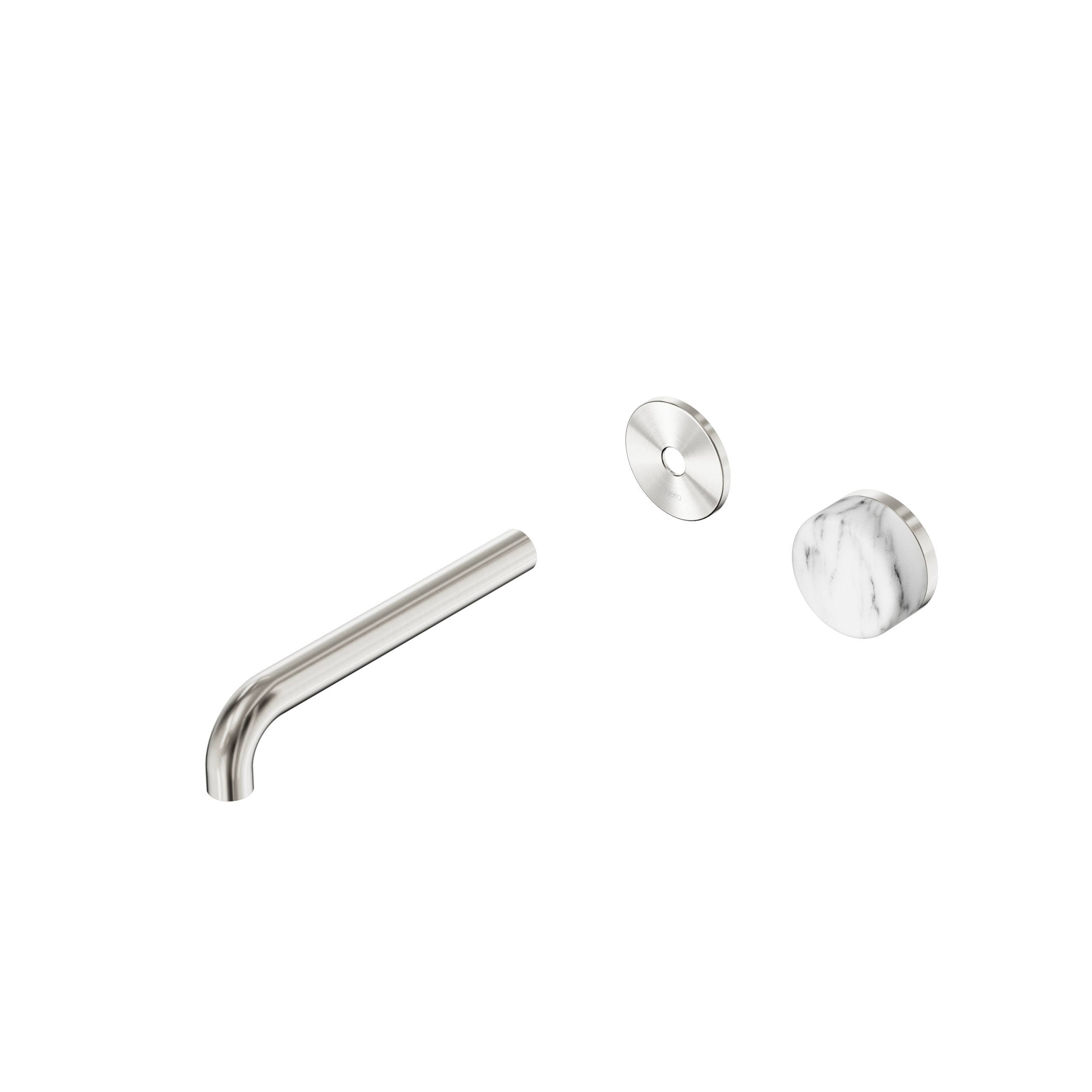 Serenity Progressive Wall Basin Mixer 185mm Spout With Arabescato Corchia Handle Trim Kit Only Brushed Nickel