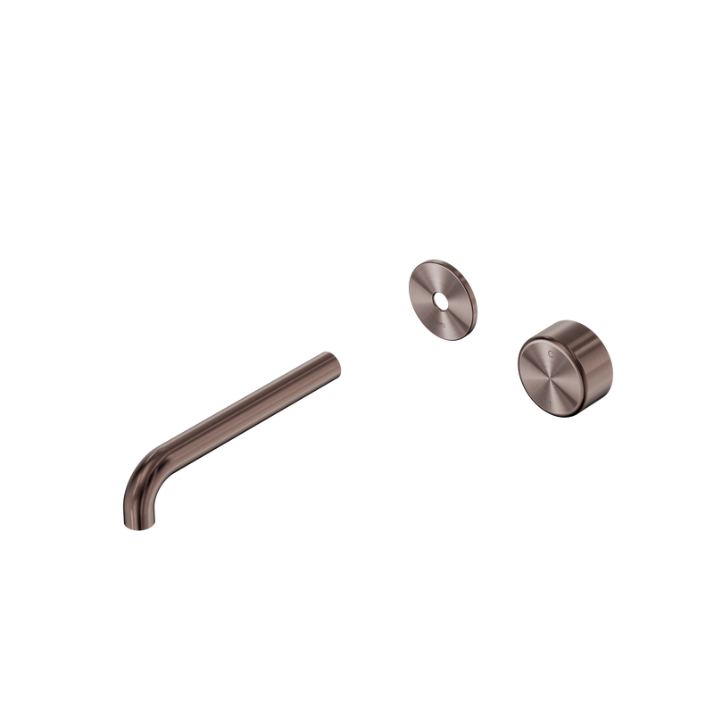 Serenity Progressive Wall Basin Mixer 185mm Spout With Metal Handle Trim Kit Only Brushed Bronze