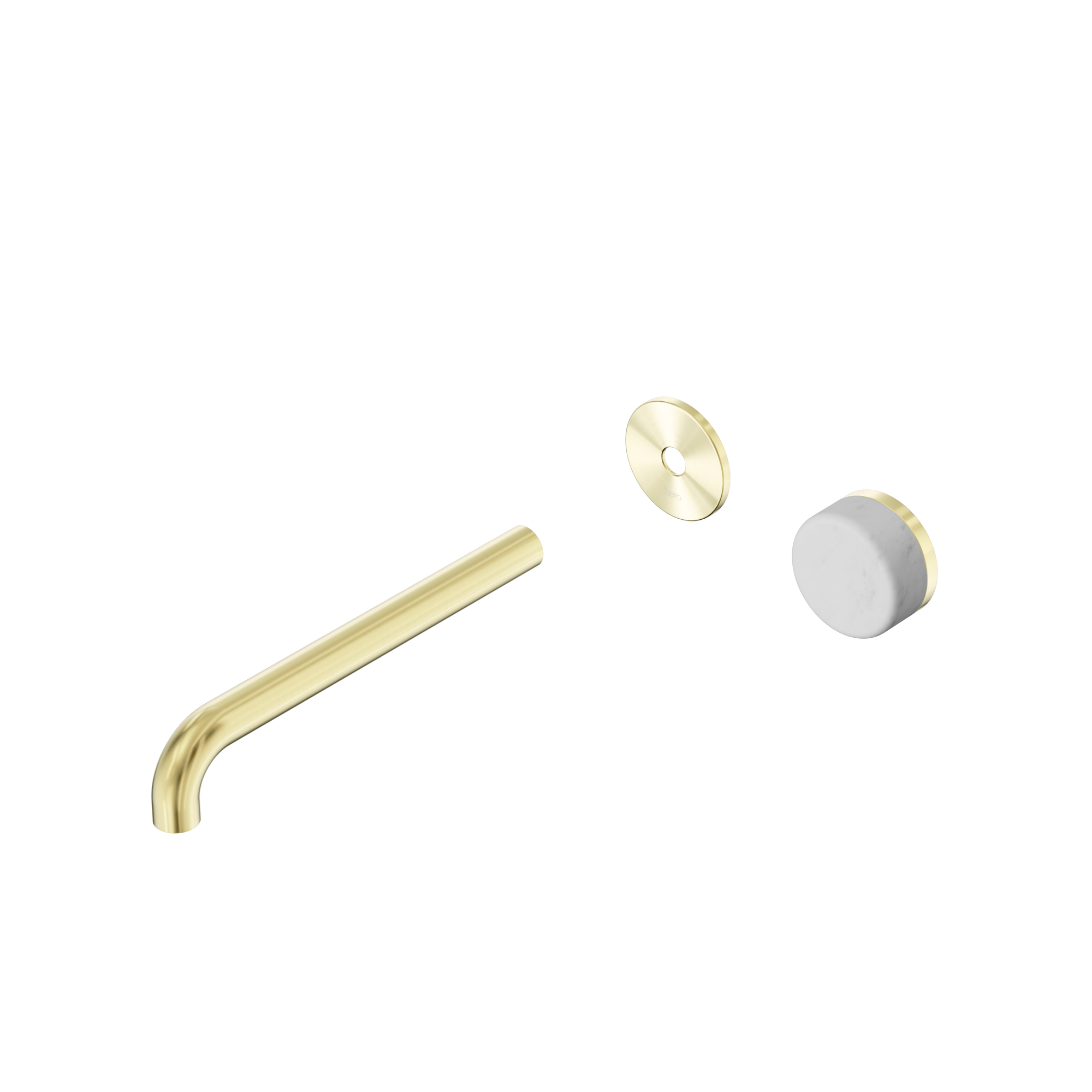 Serenity Progressive Wall Basin Mixer 220mm Spout With Carrara Handle Trim Kit Only Brushed Gold