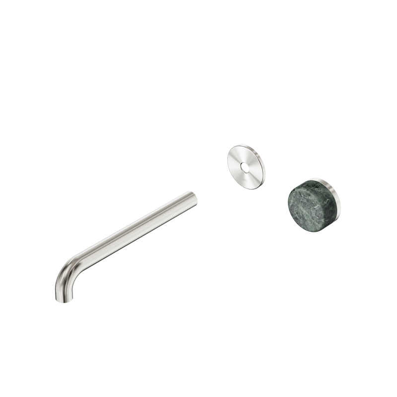 Serenity Progressive Wall Basin Mixer 220mm Spout With Verde Alpi Handle Trim Kit Only Brushed Nickel