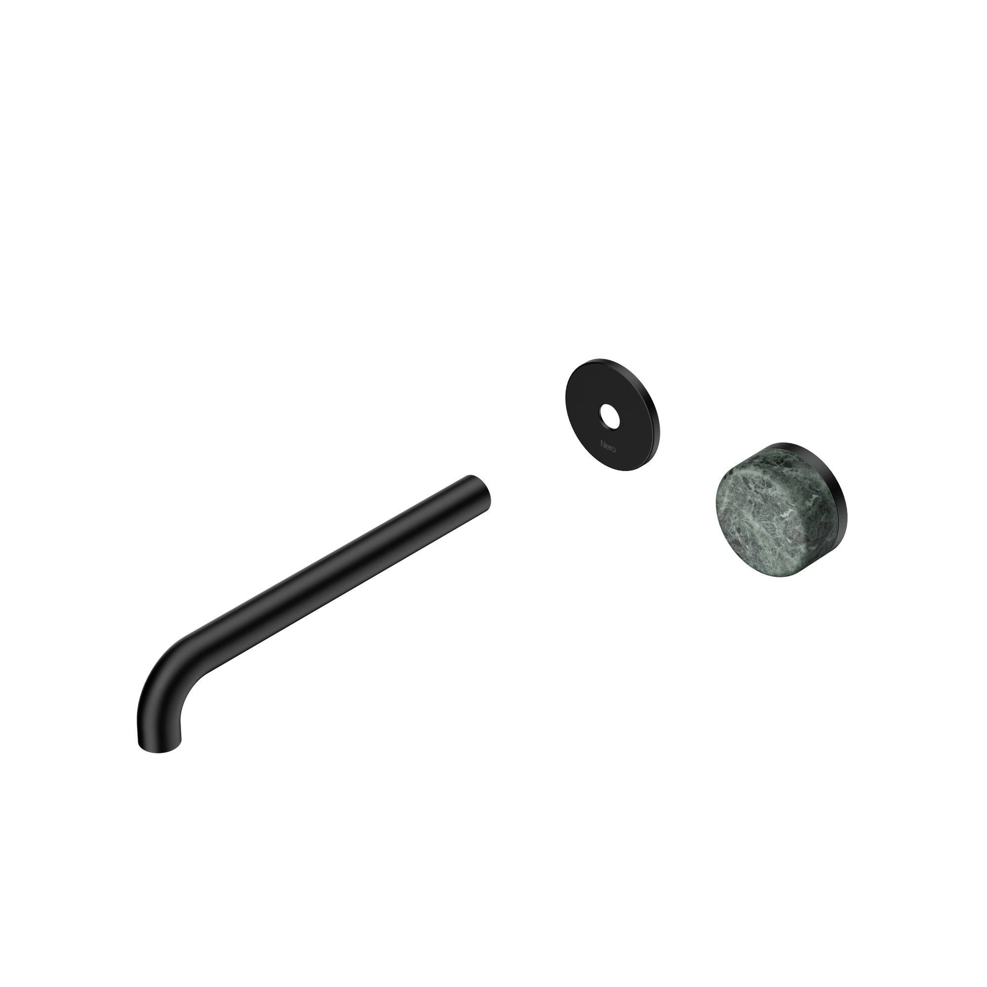 Serenity Progressive Wall Basin Mixer 220mm Spout With Verde Alpi Handle Trim Kit Only Matte Black