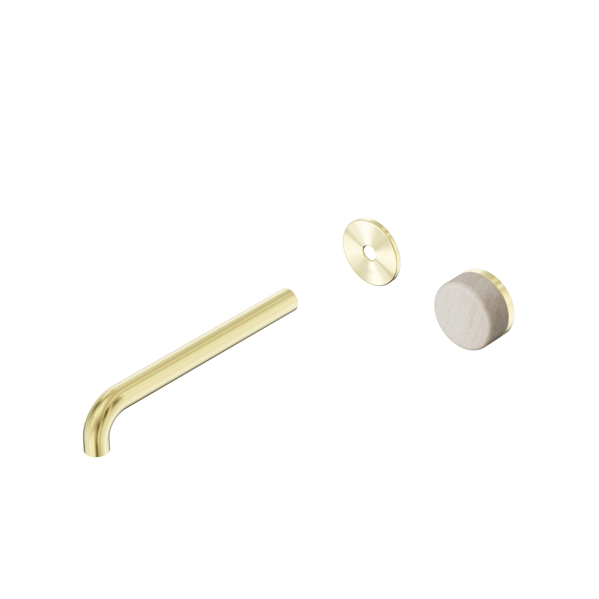 Serenity Progressive Wall Basin Mixer 220mm Spout With Rome Travertine Handle Trim Kit Only Brushed Gold