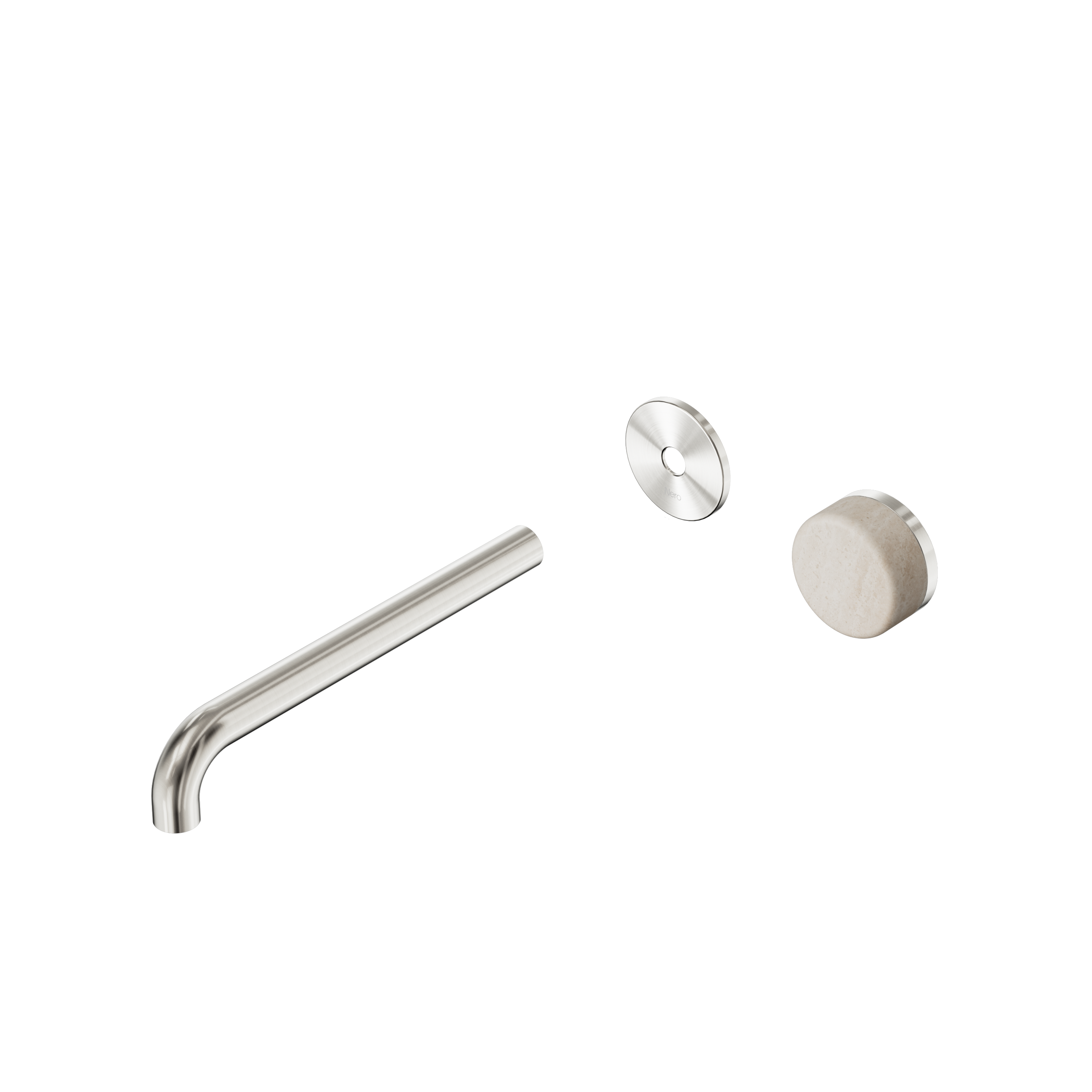 Serenity Progressive Wall Basin Mixer 220mm Spout With Rome Travertine Handle Trim Kit Only Brushed Nickel