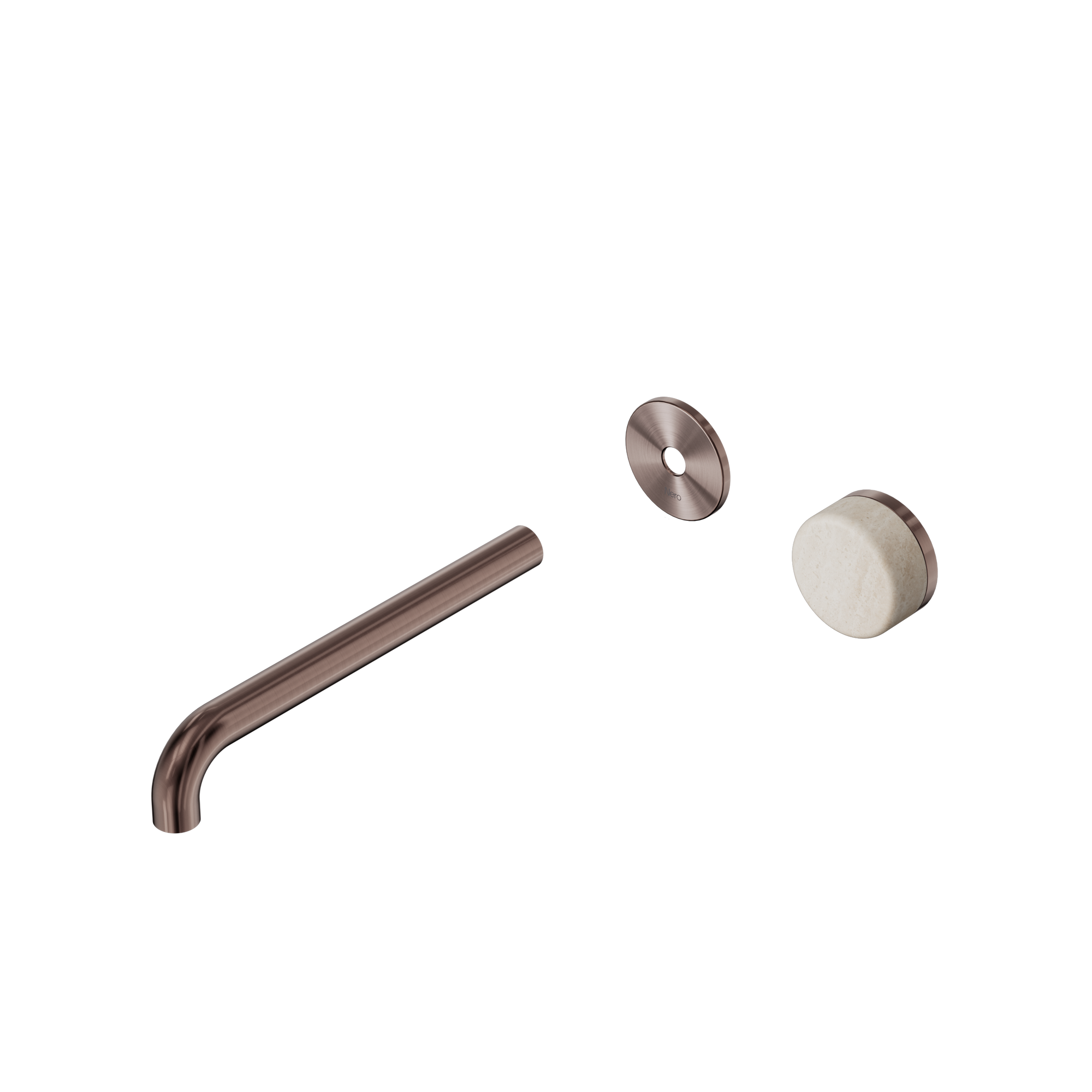 Serenity Progressive Wall Basin Mixer 220mm Spout With Rome Travertine Handle Trim Kit Only Brushed Bronze