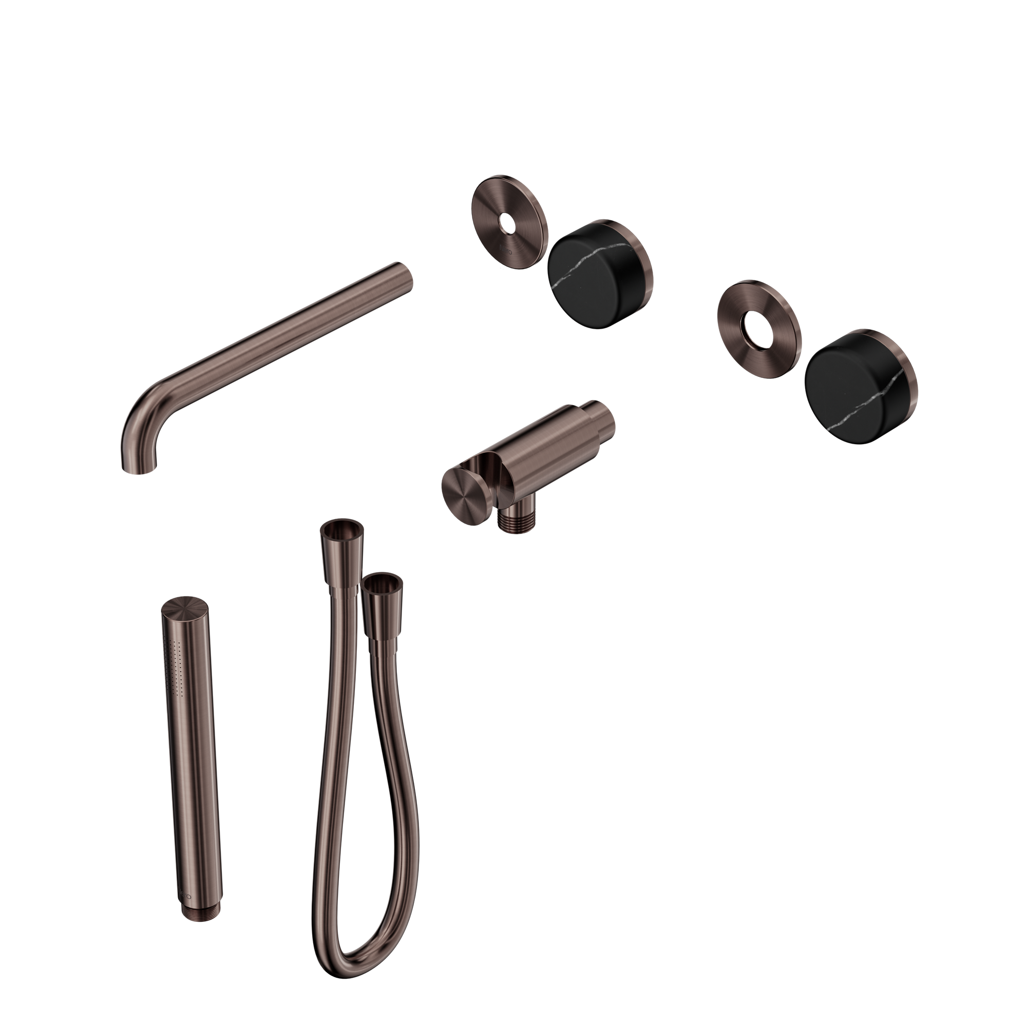 Serenity Progressive Shower System With Spout With Marquina Black Handle And Slim Shower Trim Kit Only Brushed Bronze
