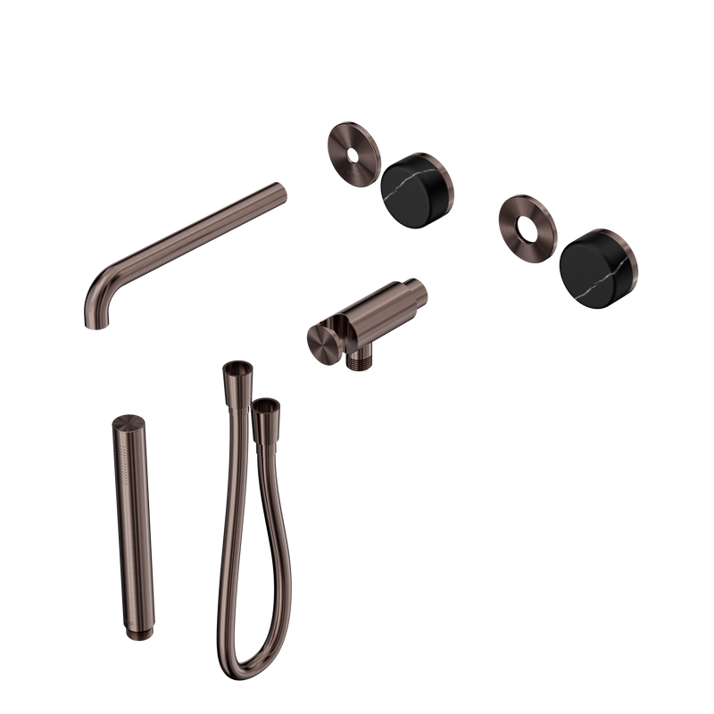 Serenity Progressive Shower System With Spout With Marquina Black Handle And Slim Shower Trim Kit Only Brushed Bronze