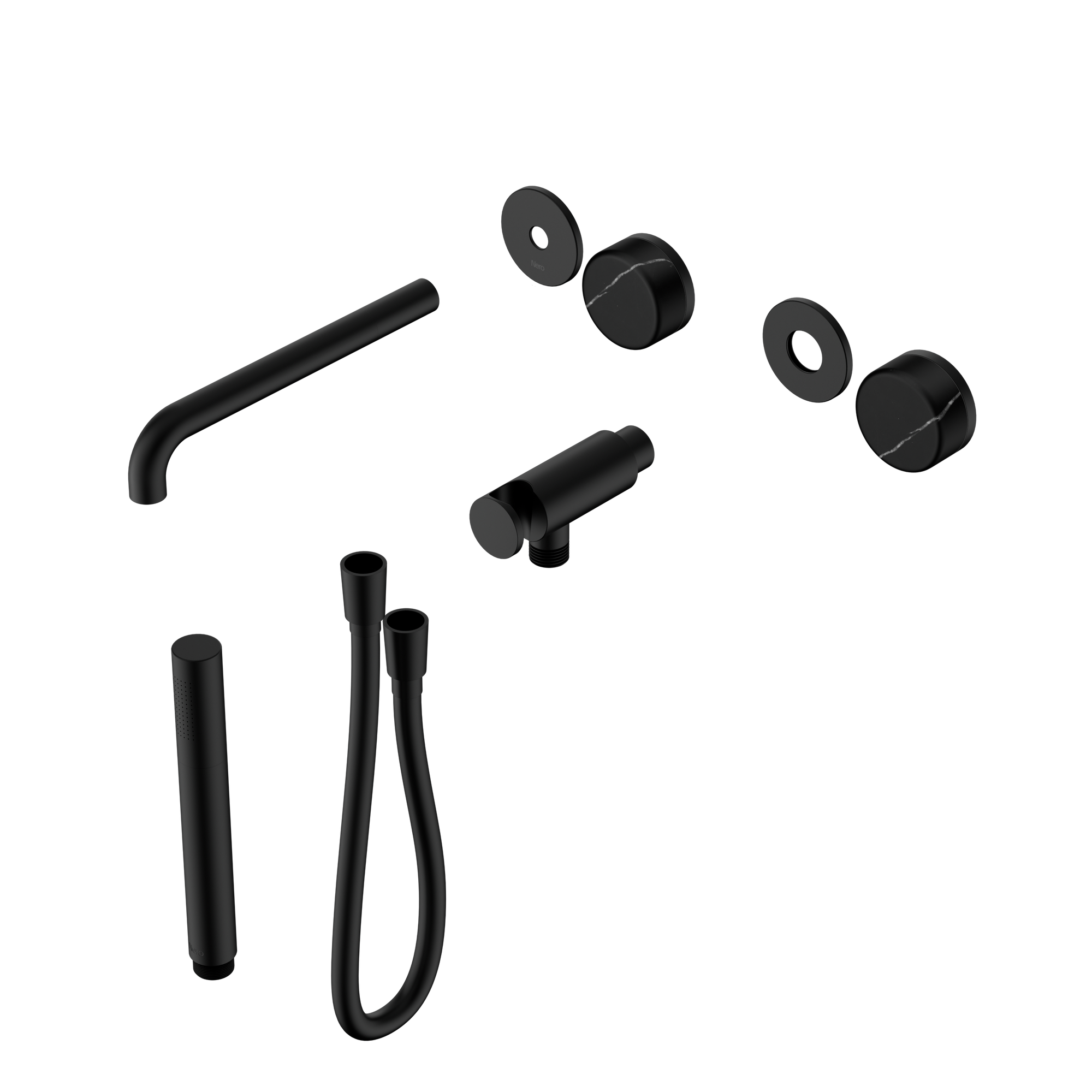 Serenity Progressive Shower System With Spout With Marquina Black Handle And Slim Shower Trim Kit Only Matte Black