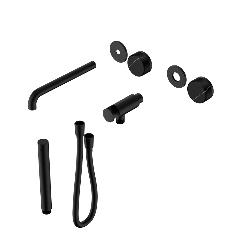 Serenity Progressive Shower System With Spout With Marquina Black Handle And Slim Shower Trim Kit Only Matte Black