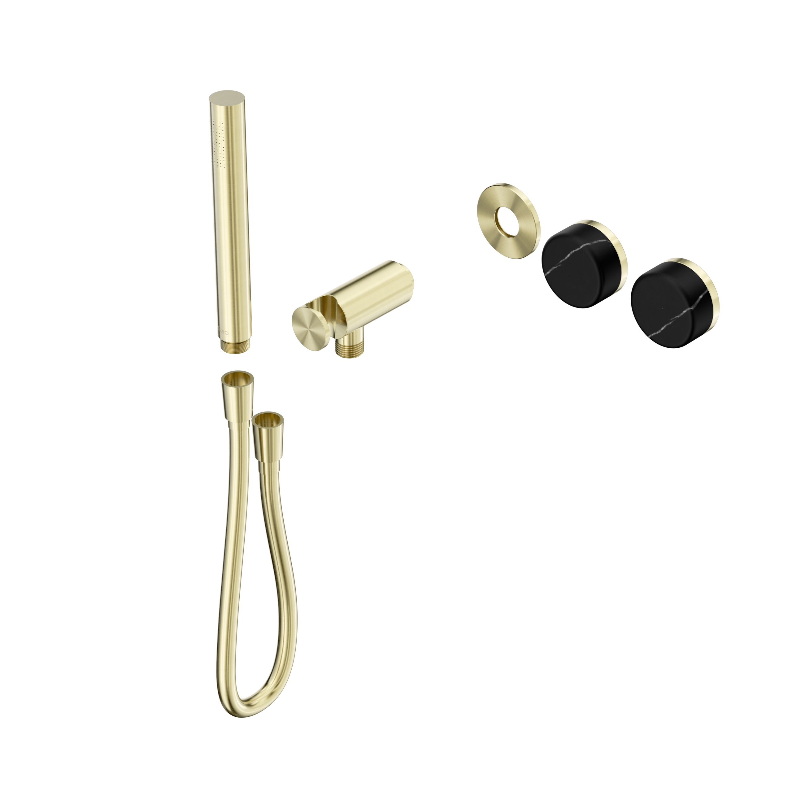 Serenity Progressive Shower System With Marquina Black Handle And Slim Shower Trim Kit Only Brushed Gold