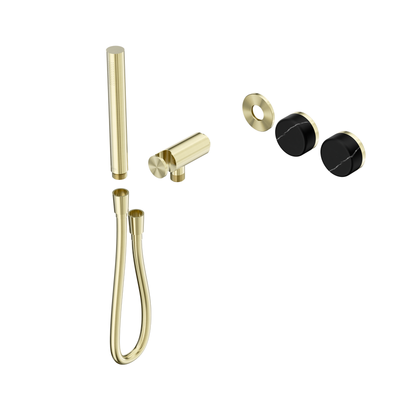 Serenity Progressive Shower System With Marquina Black Handle And Slim Shower Trim Kit Only Brushed Gold