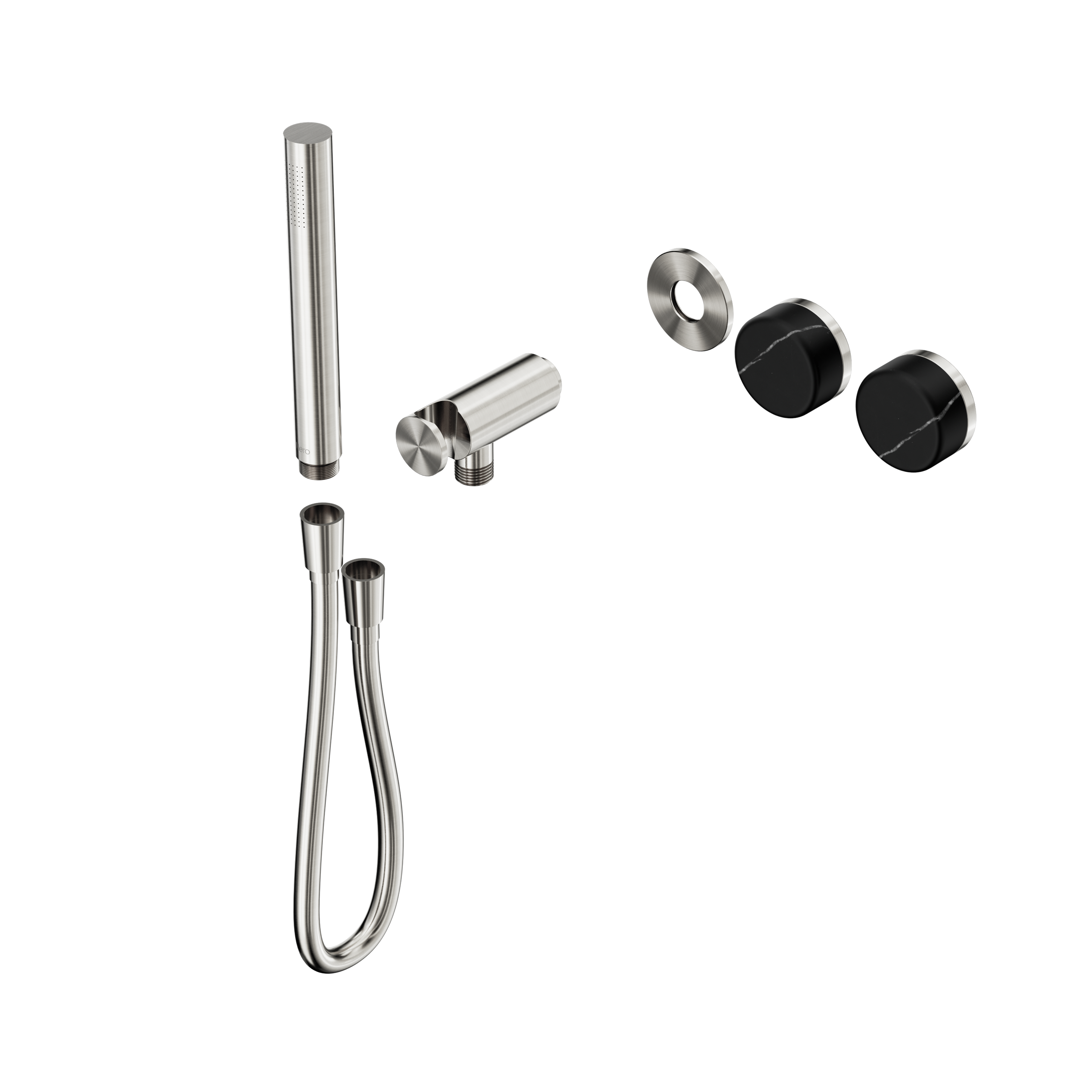 Serenity Progressive Shower System With Marquina Black Handle And Slim Shower Trim Kit Only Brushed Nickel