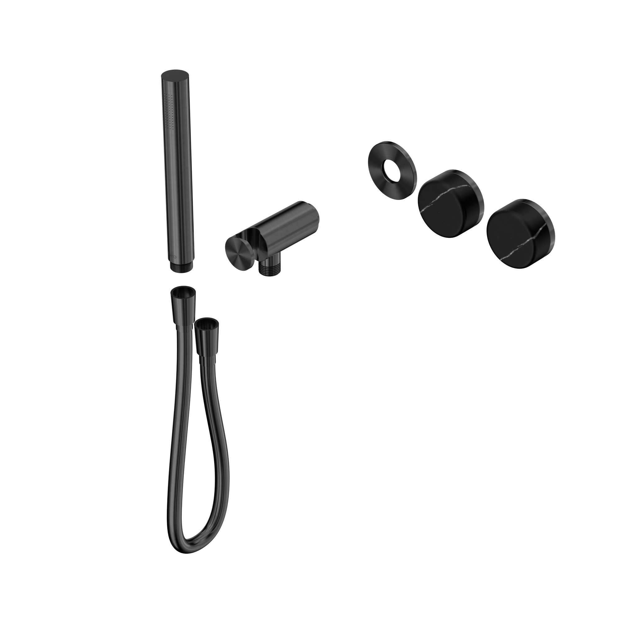 Serenity Progressive Shower System With Marquina Black Handle And Slim Shower Trim Kit Only Gun Metal