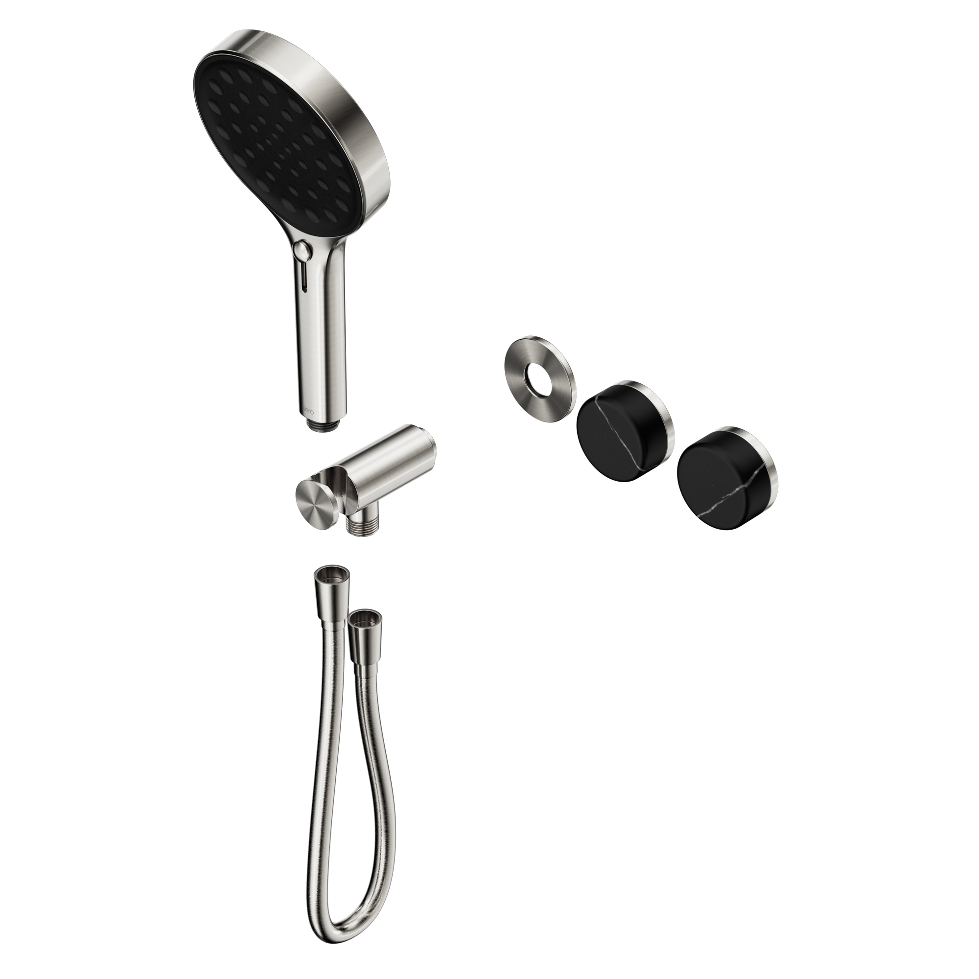 Serenity Progressive Shower System With Marquina Black Handle And Serenity Hand Shower Trim Kit Only Brushed Nickel