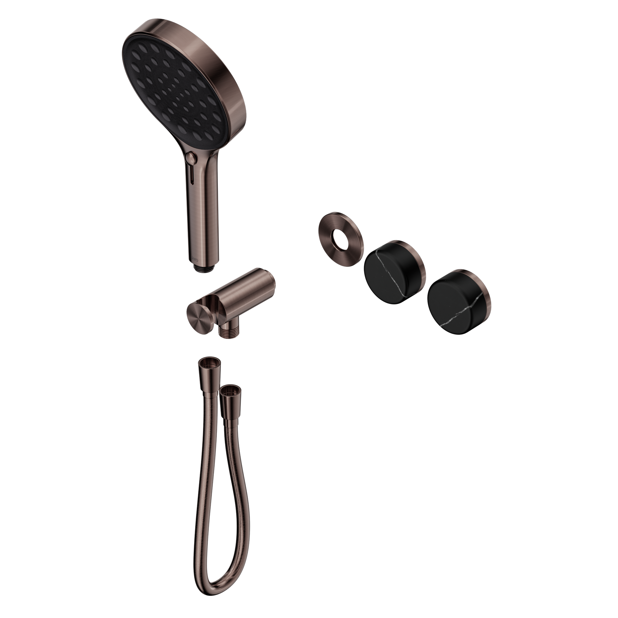 Serenity Progressive Shower System With Marquina Black Handle And Serenity Hand Shower Trim Kit Only Brushed Bronze