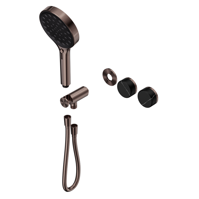 Serenity Progressive Shower System With Marquina Black Handle And Serenity Hand Shower Trim Kit Only Brushed Bronze