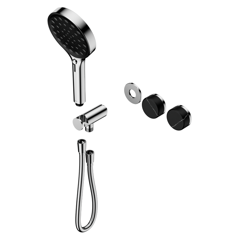 Serenity Progressive Shower System With Marquina Black Handle And Serenity Hand Shower Trim Kit Only Chrome