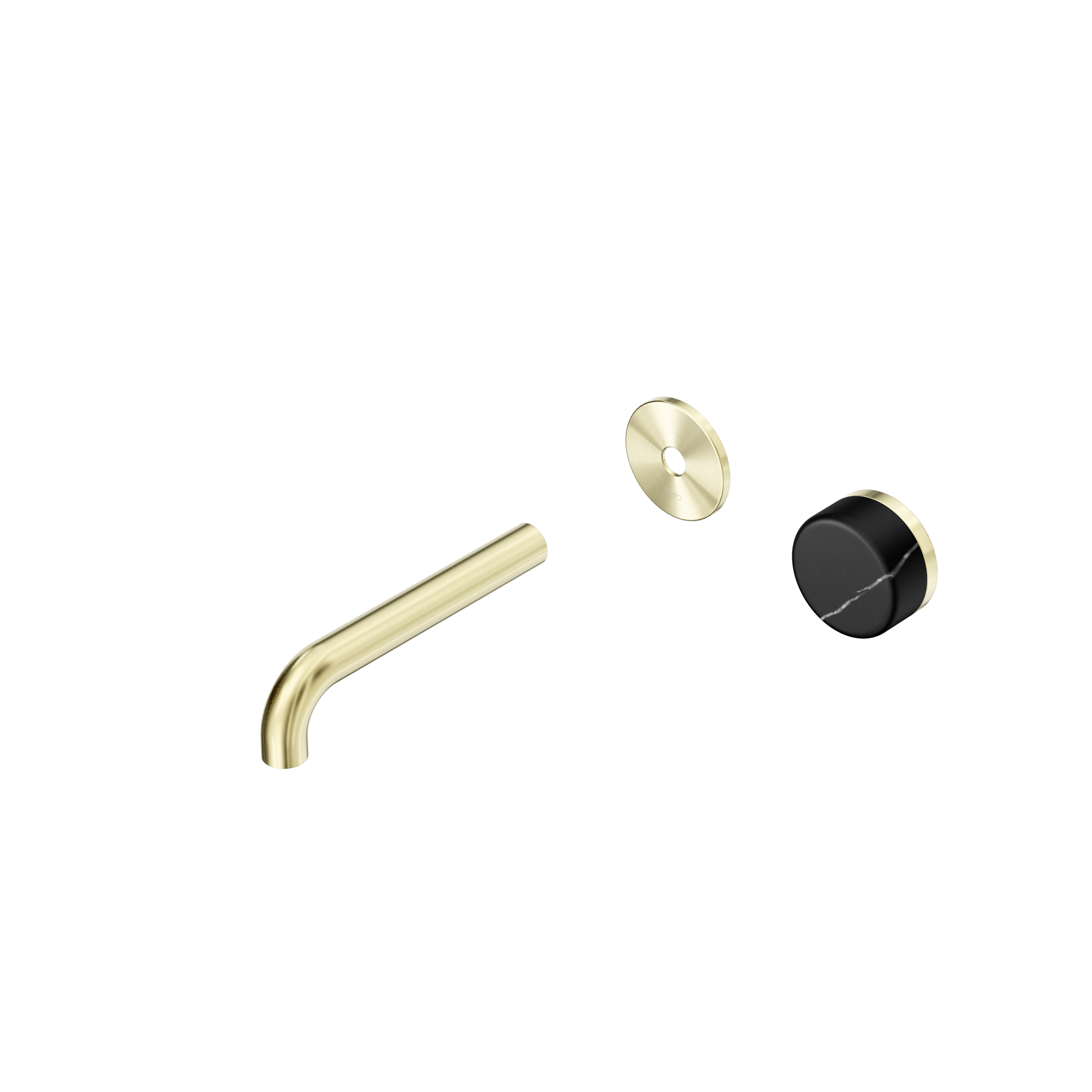 Serenity Progressive Wall Basin Mixer 160mm Spout With Marquina Black Handle Trim Kit Only Brushed Gold