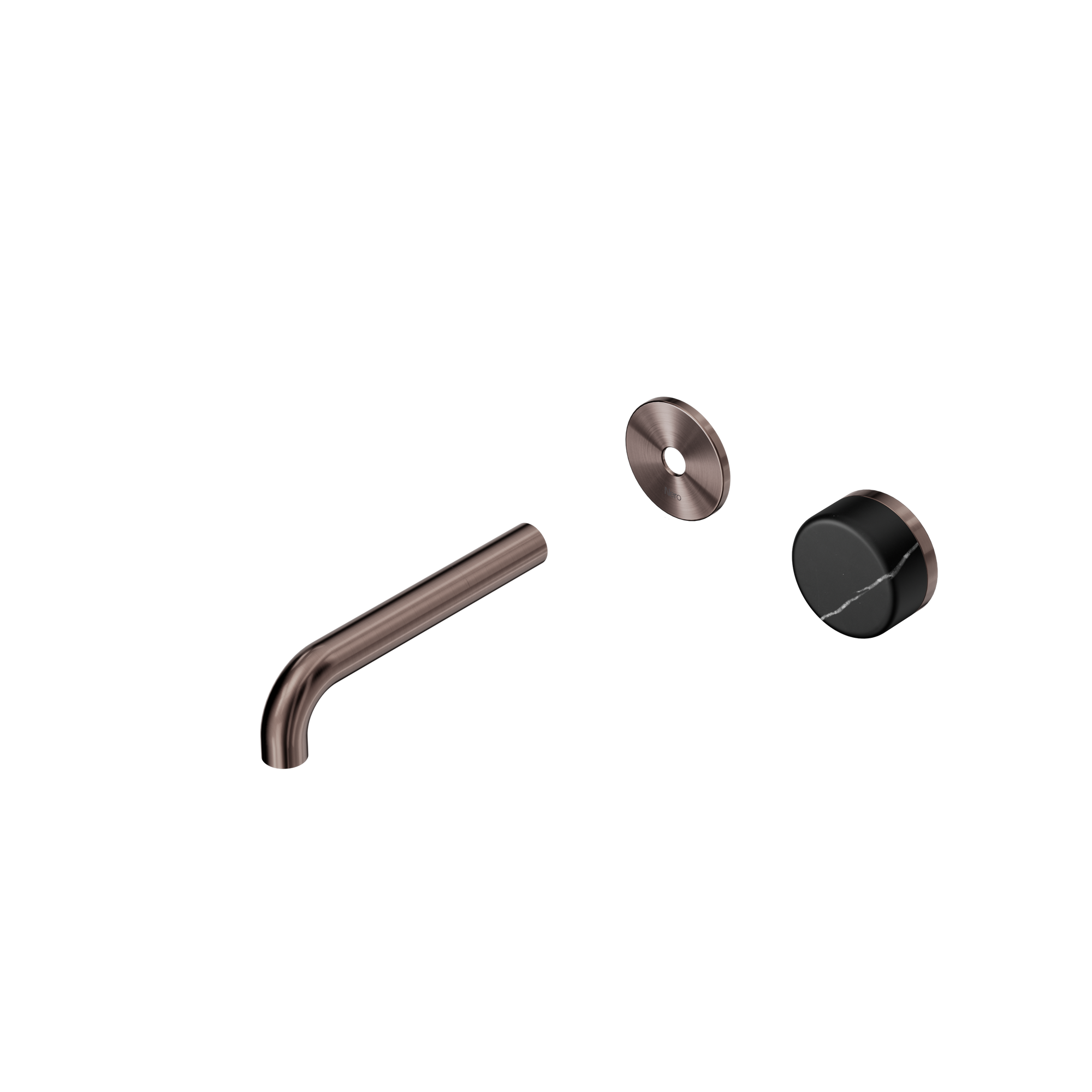 Serenity Progressive Wall Basin Mixer 160mm Spout With Marquina Black Handle Trim Kit Only Brushed Bronze