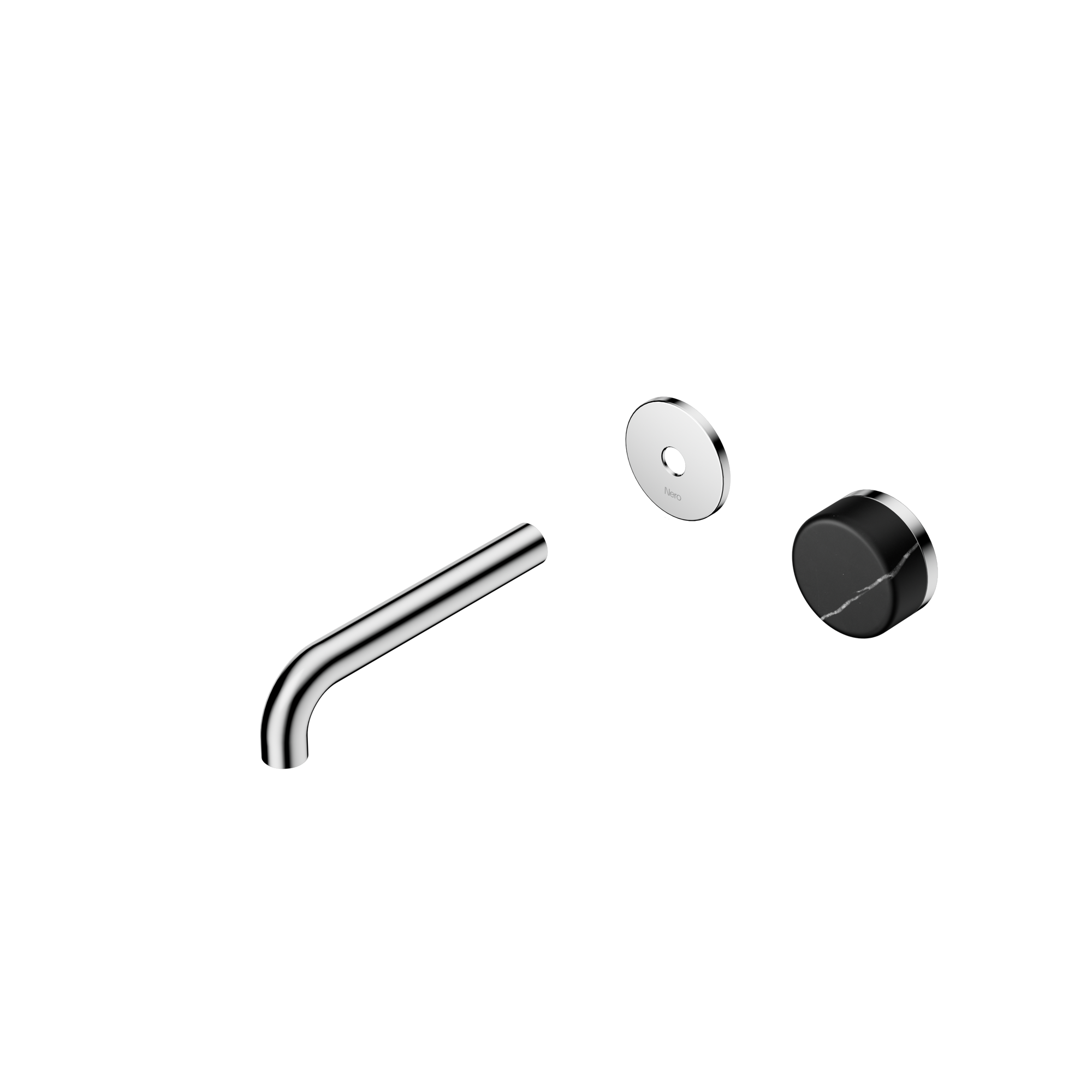 Serenity Progressive Wall Basin Mixer 160mm Spout With Marquina Black Handle Trim Kit Only Chrome